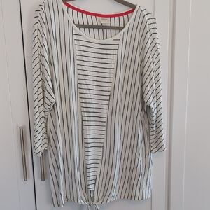 Multicolored 3/4 Sleeve Relaxed Tie Front Blouse